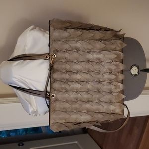 Vegan Carry-All W/Partially Detached "Feathers" in Taupish Tan